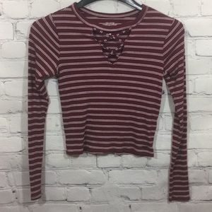 Hollister Striped Lace Up Crop Top